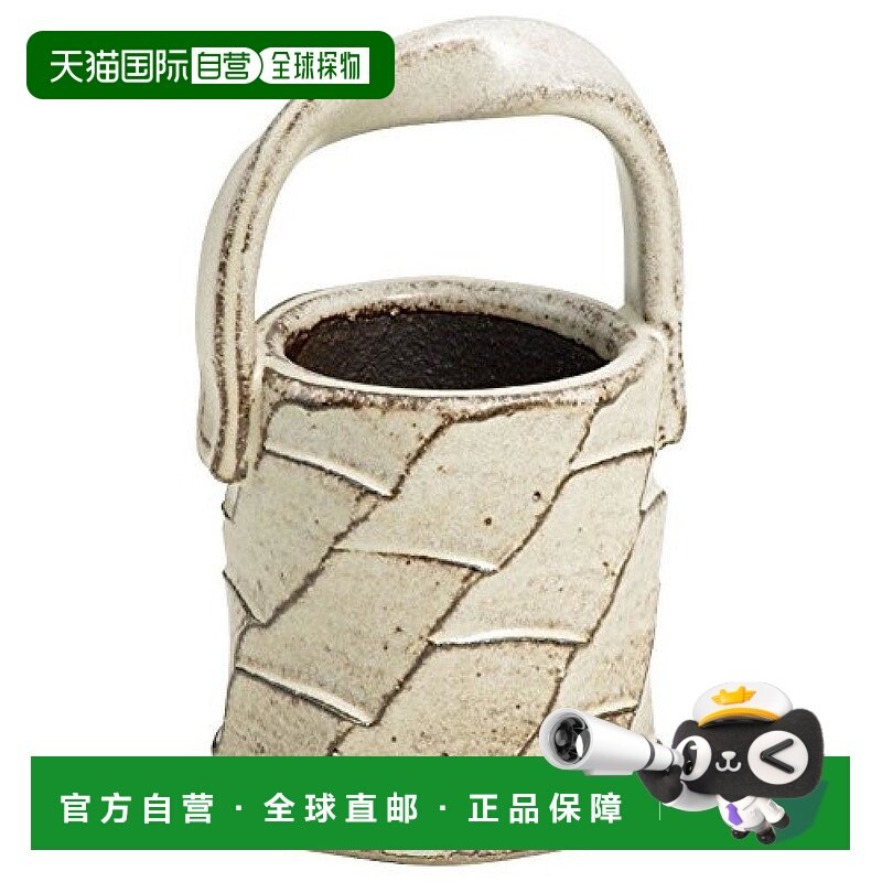 【日本直邮】Marui Seito 信楽燒 鶴文 花瓶 單支插花瓶 手柄 白