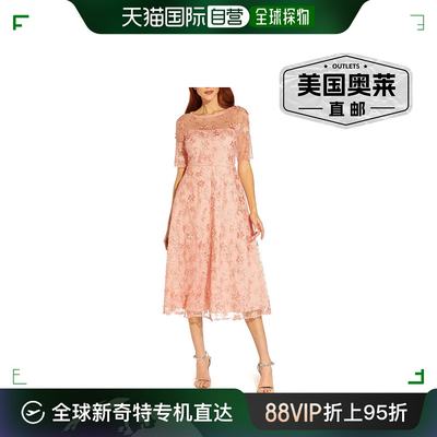 adrianna papell女士 Embroidered Calf Midi Dress peach blosso