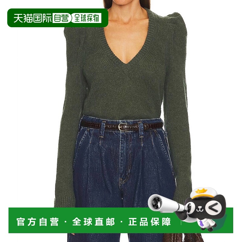 自营nation ltdLara Puff Shoulder V-Neck Pullover In Stoned M