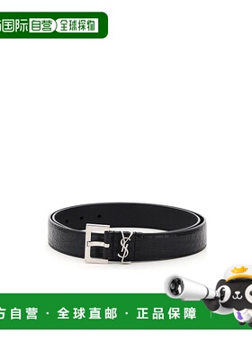 香港直邮Saint Laurent 黑色徽标压纹皮带 634440DZE0E腰带