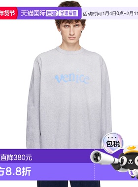 1h可退 香港直邮潮奢 Erl 男士 灰色 Venice 长袖 T 恤 ERL11T006