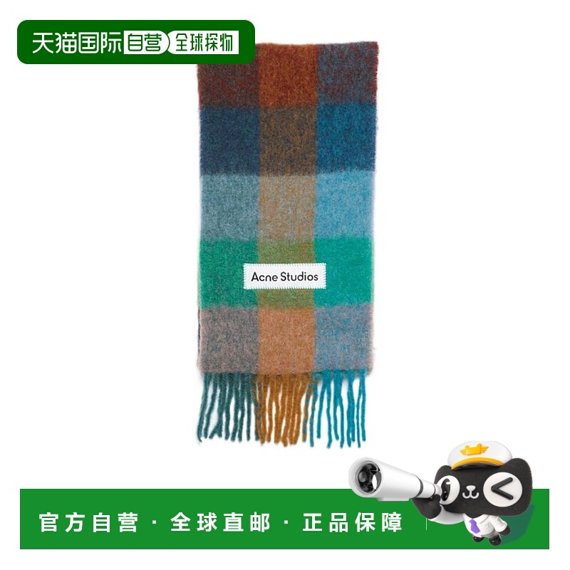 1h可退 香港直邮acne studios 女士 围巾披肩羊毛格纹