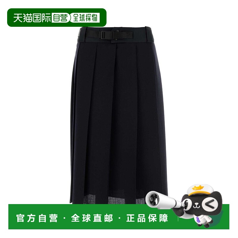 1h可退 香港直邮潮奢 Prada 普拉达 女士 褶襉繫帶中長裙 P183ZSO