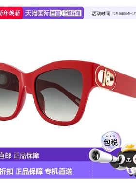 自营Just Cavalli女式方形通道标志太阳镜SJC037 06XX红色54mm-06