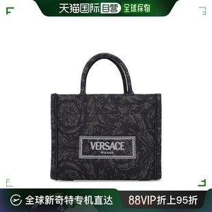 范思哲 女士 Versace 香港直邮潮奢 Barocco提花小号托特包