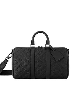 欧洲直邮LV/路易威登 Keepall 35男士黑色粒面压花牛皮手提包