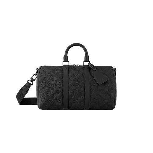 欧洲直邮LV/路易威登 Keepall 35男士黑色粒面压花牛皮手提包