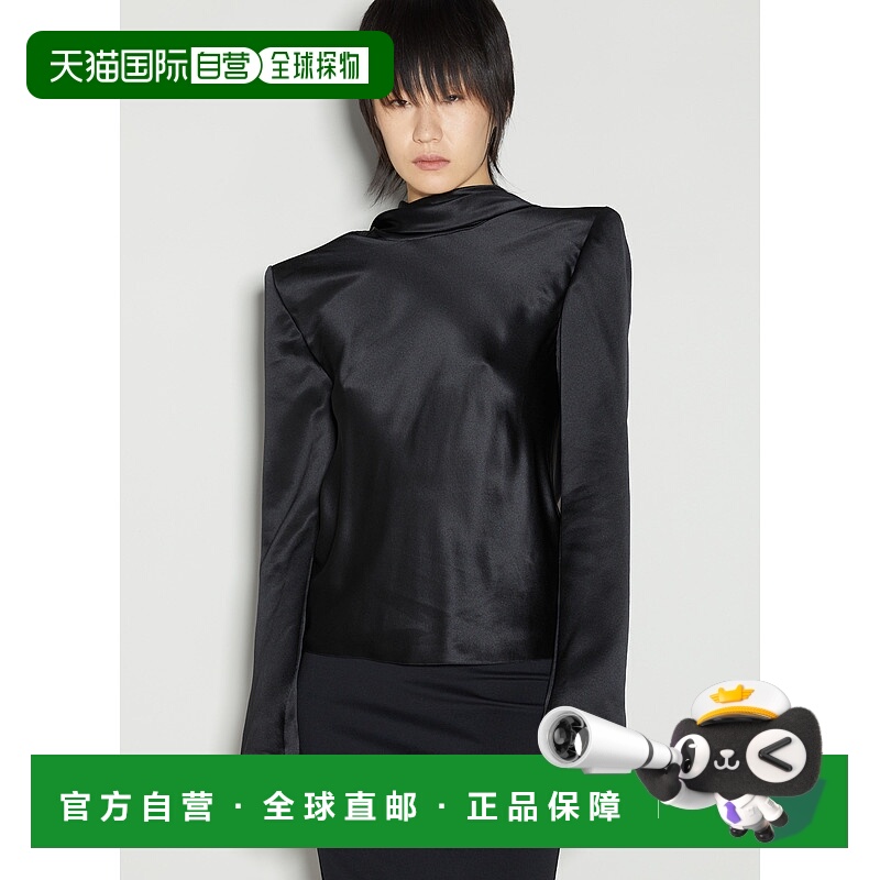 香港直邮Saint Laurent 圣罗兰 女士 后荡领真丝罩衫 765331Y7G27