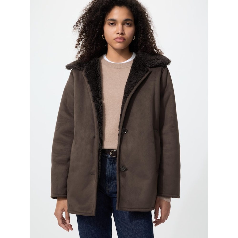 日本直邮UNIQLO优衣库 FW26 复古工装毛领纽扣日常通勤舒适保暖机