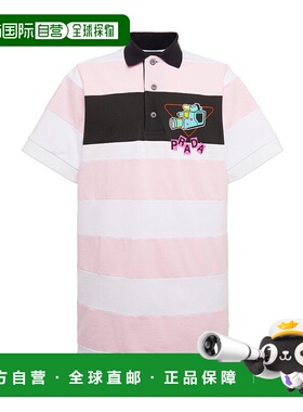 香港直邮PRADA 男士T恤 UJN6401WB8F0AY1 AW2021 粉红色 logo条纹