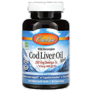 香港直发carlson labs康一生鱼肝油迷你软凝胶心脏健康3250粒