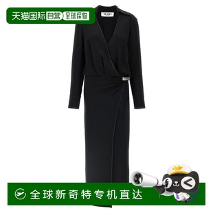 the Midi连衣裙 自营 atticoCady 美国奥莱直发 缎面镶边 黑色