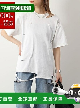 日本直邮PROVOKE 损坏 T 恤 PV-010051 女式短袖圆领剪裁缝制棉质