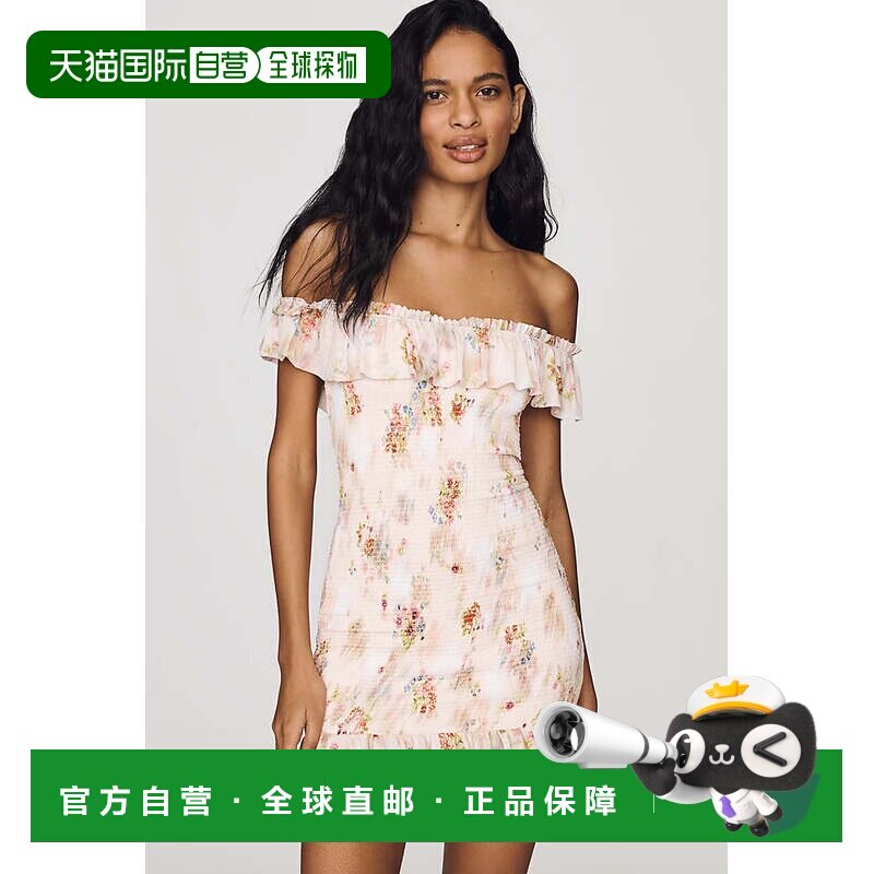 美国直邮自营afrmSyra迷你连衣裙-夏季模糊ditsy 美国奥莱直发性
