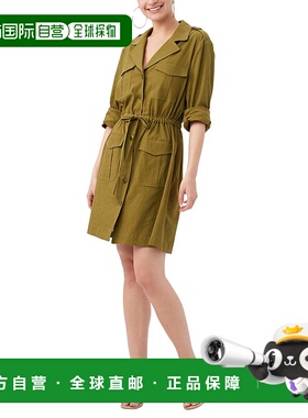 自营Trina Turk Tasha 亚麻混纺连衣裙 - 绿色 新款 美国奥莱直发