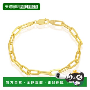 自营 simona纯银 4 毫米回形针手链 - 镀金 - 镀金 7 英寸手链 美