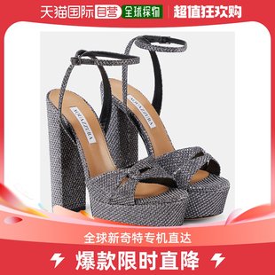 140 香港直邮潮奢 女士Sinner AQUAZZURA 金属感防水台凉鞋