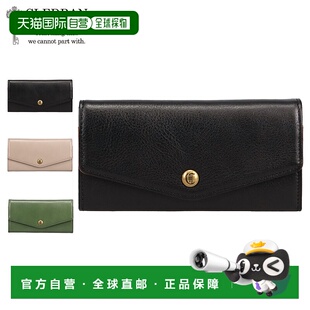 日本直邮CLEDRAN 女士 TRONC 翻盖钱包纤薄小巧真皮钱包黑色灰色C