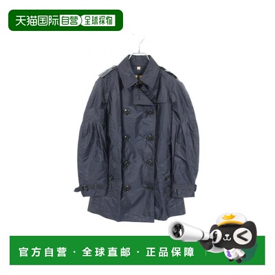 日本直邮中古Burberry博柏利女A级95新trench coat风衣尼龙外套蓝