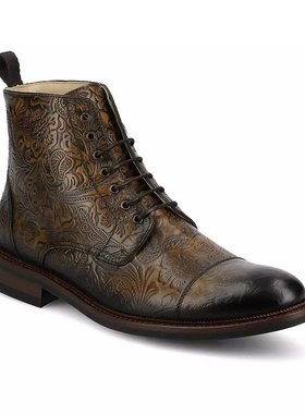 美国直邮Taft 男士 Rome 浮雕皮革尖头系带靴 时尚百搭舒适优雅