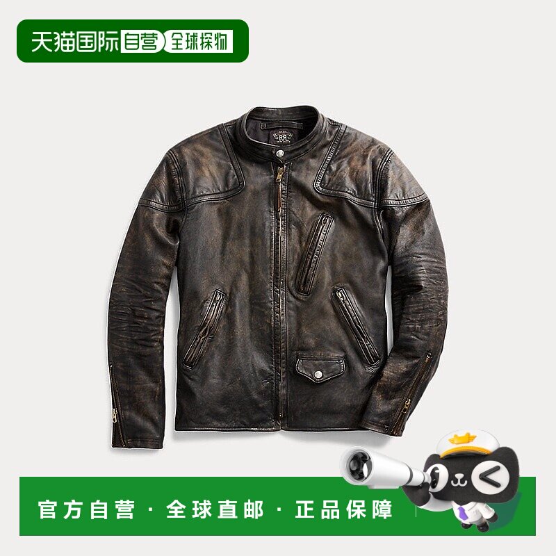 自营欧洲直邮RALPH LAUREN拉夫劳伦 RRL修身皮革摩托车夹克皮衣