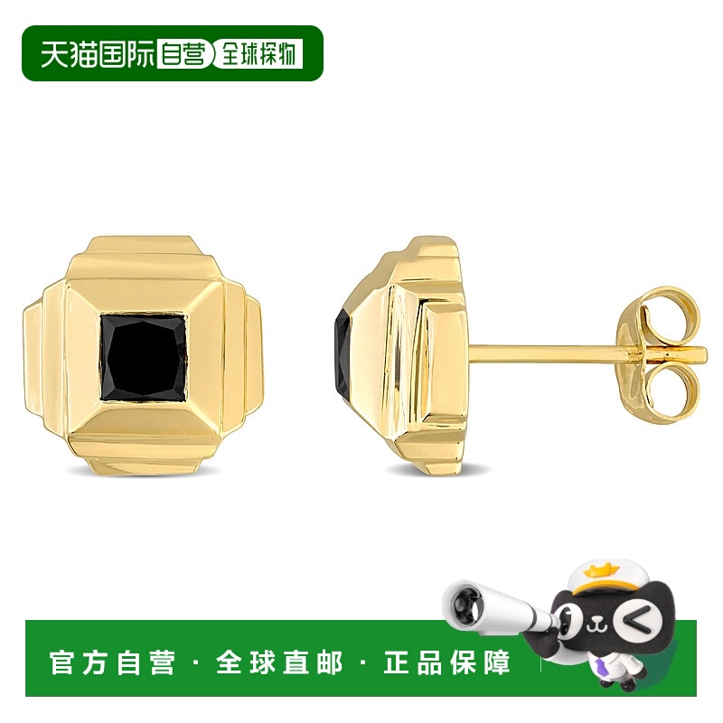 自营Mimi & Max 1ct TDW Black Princess-Cut Diamond Stud Earri