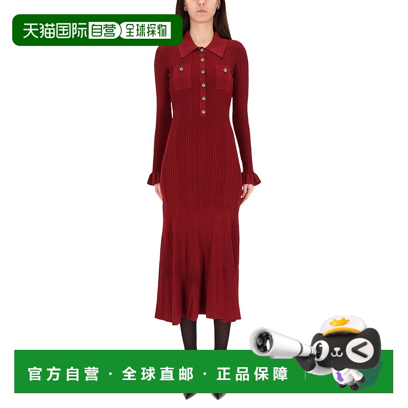 香港直邮潮奢 Self-Portrait 女士 中长带领连衣裙 AW25008MABUBU