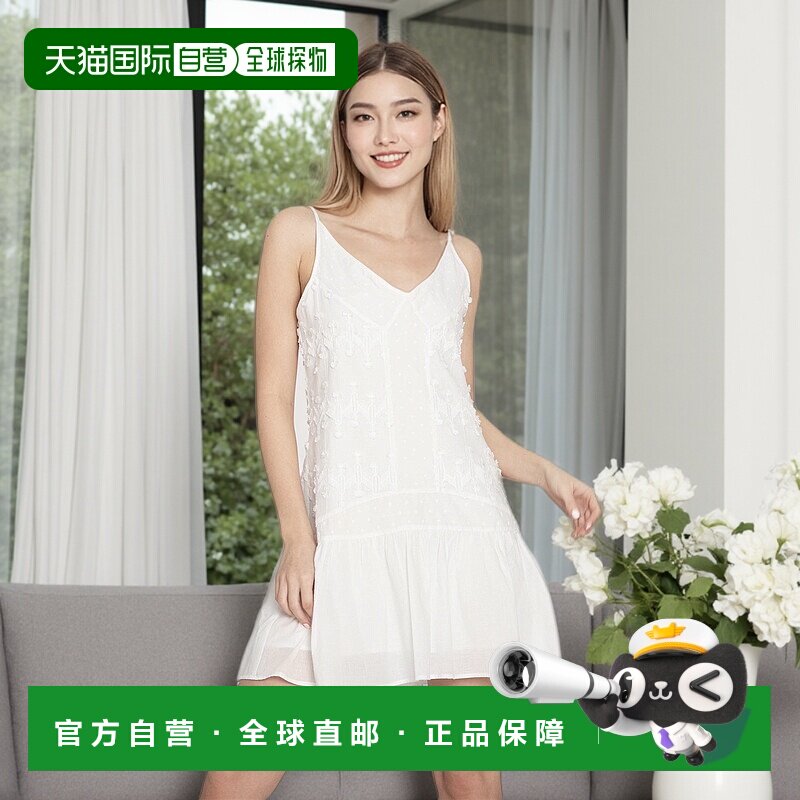 自营belle & bloom阳光明媚的午后刺绣连衣裙-白色 美国奥莱直发