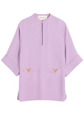 VALENTINO 女士衬衫 BVAEW11MMR3H SS2025 紫色 徽标上衣