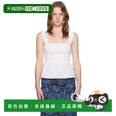 1h可退 香港直邮潮奢 GANNI 甘尼 女士 白色 Smock Strap 上装 F9