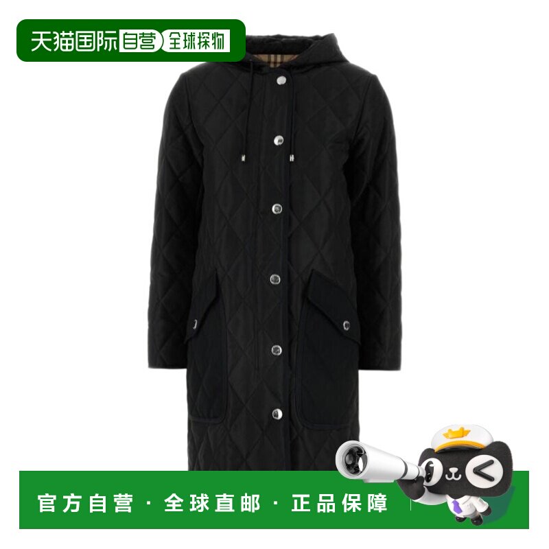 1h可退 香港直邮BURBERRY 女士外套 80963511 SS2025 黑色 兜帽抽 - 实物图