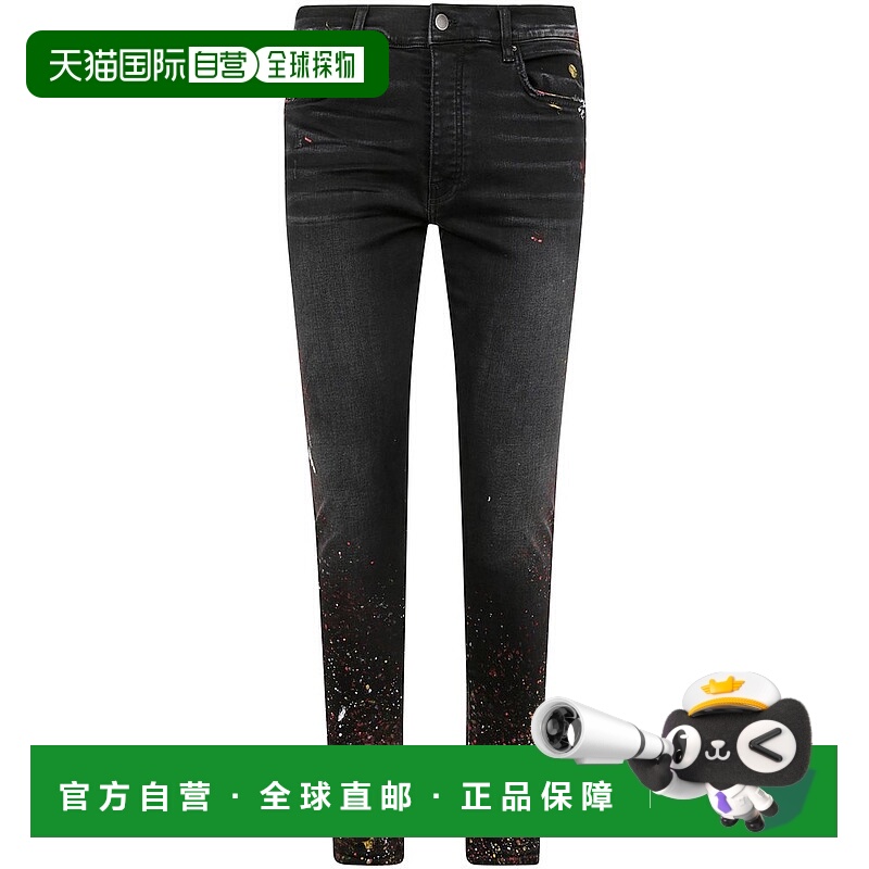 1h可退 香港直邮AMIRI 男士 潑漆印花牛仔褲 AMDNSY1134023AGEDBL