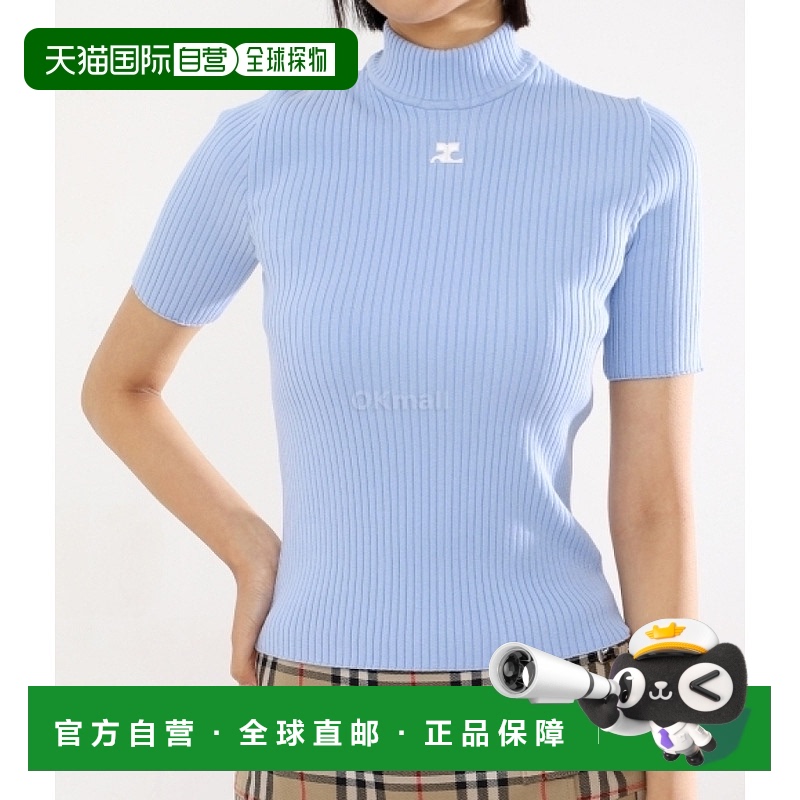 韩国直邮Courreges 重新版针织上衣短袖高领 女士上衣 PERMPU026F