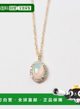 1h可退 日本直邮cui-cui K18 黄金椭圆项链 埃塞俄比亚产欧泊与钻