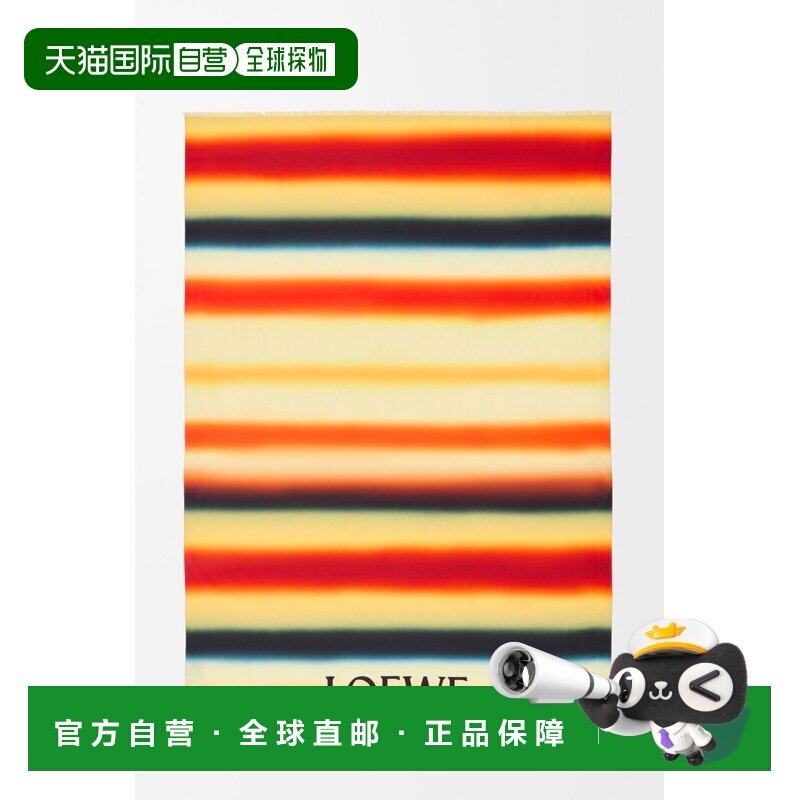 自营欧洲直邮Loewe罗意威 女士橙色/多色棉质围巾