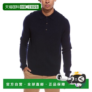 自营amicale cashmereAmicale羊绒罗纹纽扣翻领衬衫-蓝色 美国奥