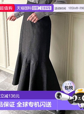 日本直邮JUNOAH 牛仔后背系带喇叭裙 [JU5602EW02252]半身裙裙子