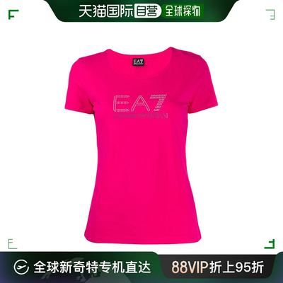 香港直邮EMPORIO ARMANI 女士玫瑰粉色棉质短袖T恤 6GTT60-TJ29Z-