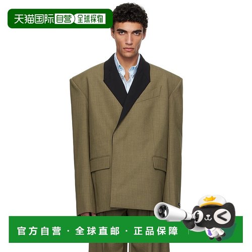 1h可退 香港直邮潮奢 Mugler 穆勒 男士 卡其色 Contrasted Colla