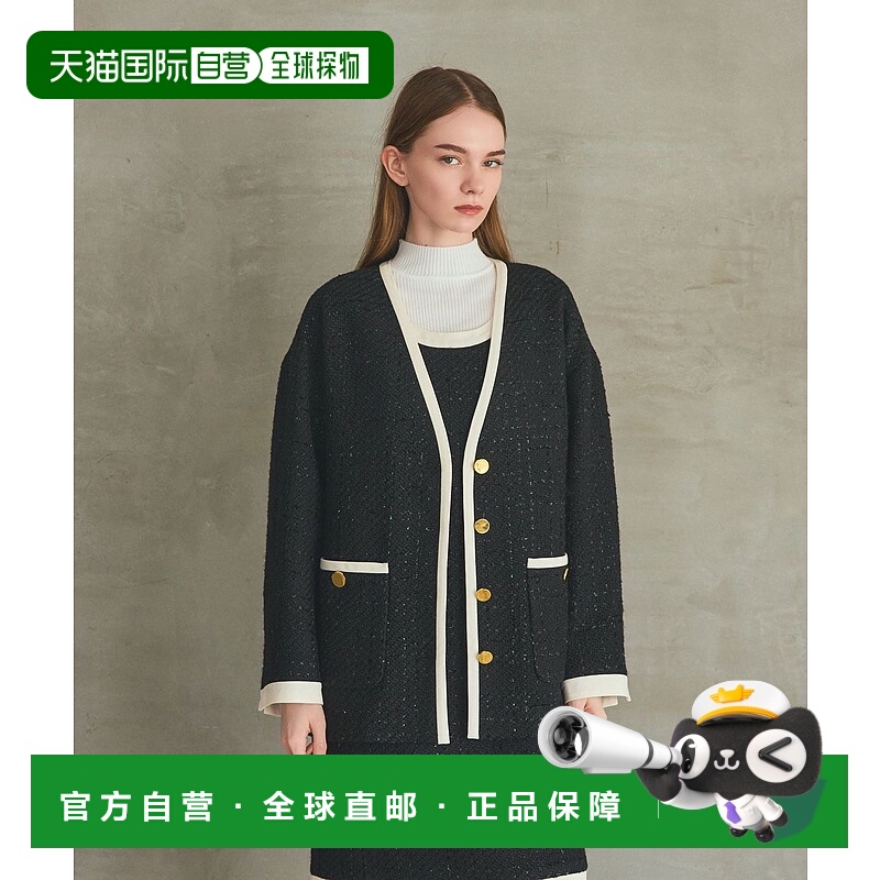 1h可退 日本直邮GRACE CLASS 女士宽松格纹拼接无领夹克 半透明设