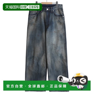 1h可退 日本直邮ANCELLM男装 中腰直筒牛仔裤 复古水洗宽松设计 A