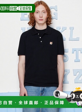 香港直邮MAISON KITSUNE 男士 黑色 Fox Head Patch Regular Polo