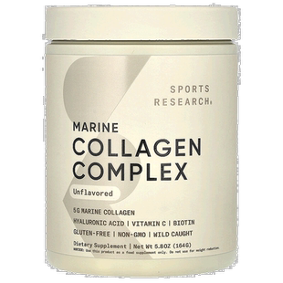 香港直发sports research海洋胶原蛋白原味163g复合蛋白肽维生素