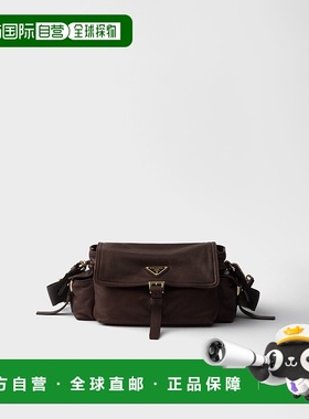 自营欧洲直邮Prada普拉达 Explore系列女士赭石色羔羊皮金属三角