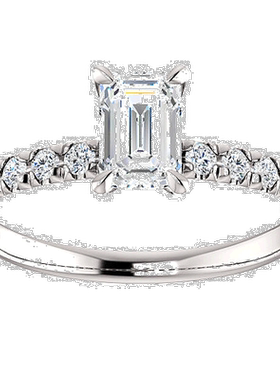 自营pompeii31 1/2 克拉祖母绿切割钻石订婚戒指 14k 白金 - 14k