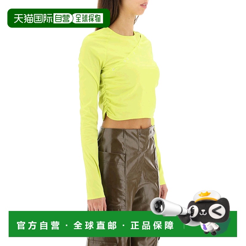 1h可退 香港直邮GANNI 女士衬衫 F7519794 黄色 棉质罩衫长袖修身