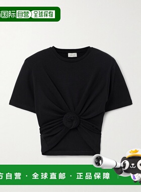 1h可退 香港直邮magda butrym 女士 打结罗纹黑色T恤 182425BLACK
