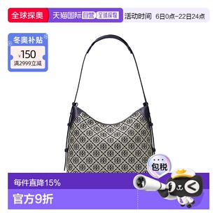香港直邮TORY BURCH汤丽柏琦女包老花流浪包HOBO牛角包单肩包
