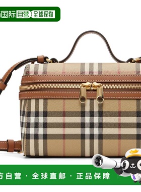 1h可退 香港直邮Burberry 巴宝莉 女士 驼色 Check Vanity 手提包