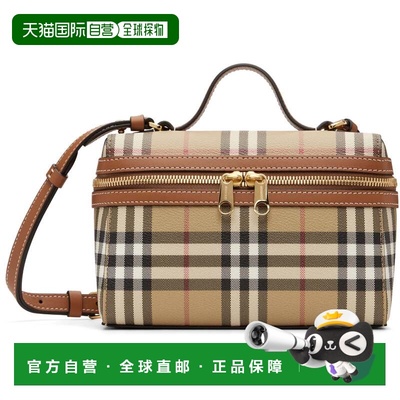 1h可退 香港直邮Burberry 巴宝莉 女士 驼色 Check Vanity 手提包